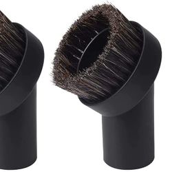 2 Pieces 25mm Long Horse Hair bristles Round Dust Vaccum Brush with Universal Connector for 25mm/1", 32mm/1-1/4, 35mm/1-3/8 Hose Adapter,Vacuum Attach