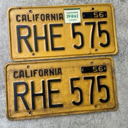 Yellow 1956 California Plates