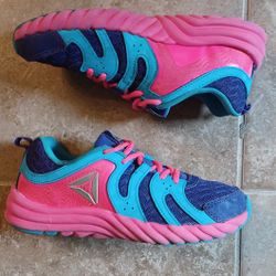 Girl's Reebok Purple Pink Turquoise Lace-up Sneakers Sz.2½