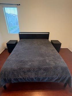 Black Queen Bedroom Set - Bed Frame, 2 Nightstands & Dresser