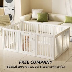 Clear Dog Play Pen,Pet Playpen with Door,Easy to Clean and Install Puppy pens for Both Indoor and Outdoor use (White, 30.3" Height, 10PCS)