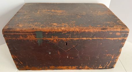 Antique Wooden Trunk with Metal Handles