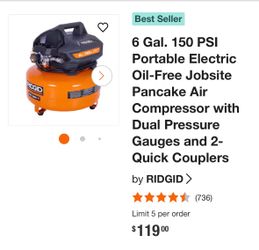 Portable compressor with dual pressure gauges