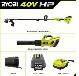 RYOBI 40V HP Brushless String Trimmer and Blower Combo Kit
