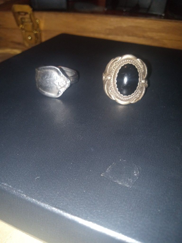 Vintage Sterling Silver Rings Black Onyx