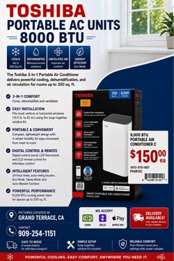 Toshiba 8000 BTU Portable Air Conditioner