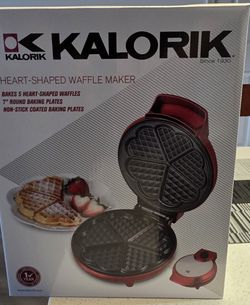 Kalorik Red Metallic Heart Shape Waffle Maker