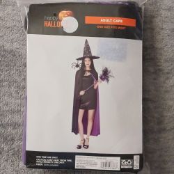 Purple and BLACK REVERSIBLE Vampire Queen Witch Goth Cape Cloak New Not Worn