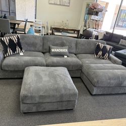 Grey Modular Sectional With Ottoman. ✅ Financing Available - Bad or No Credit Accepted ✅ 