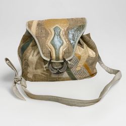 vintage Sharif patchwork leather shoulder bag with a unique buckle accent excellent condition 