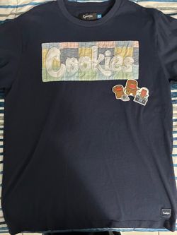 Cookies multi color embroidery logo t-shirt navy blue
