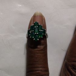 925 Silver Green Onyx Ring Size 4 1/2 Use