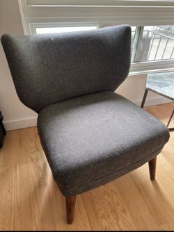 West Elm Wingback Chair |Gray Tweed  Walnut Legs