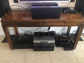 Brown desk with drawer