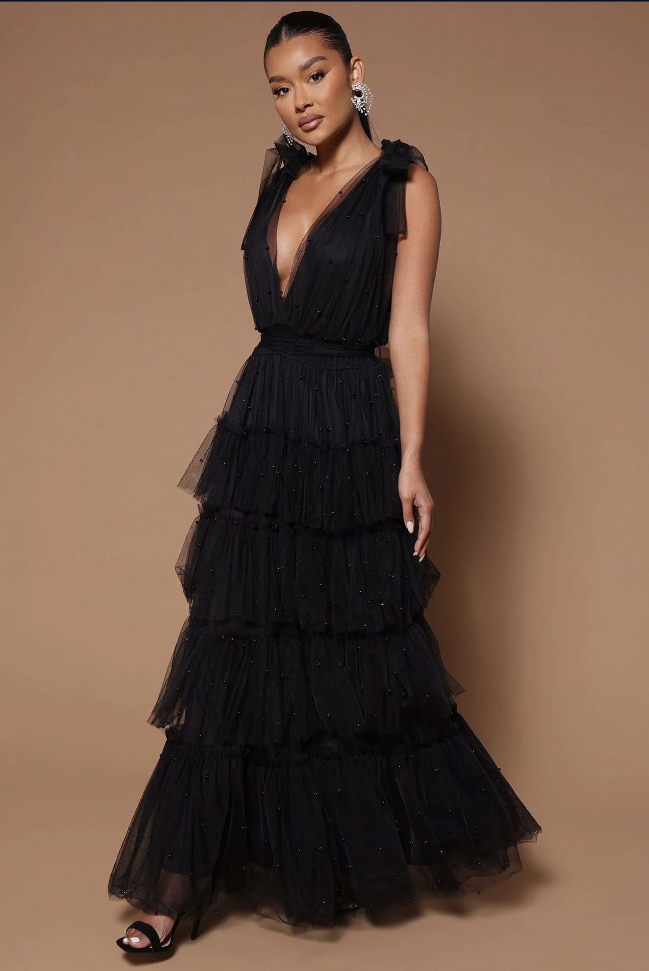 Black ruffle gala gown/dress