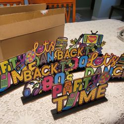 80s Theme Party Decor - Wooden Signs