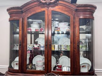 Used China cabinet and large size dinning table with 6 chairs