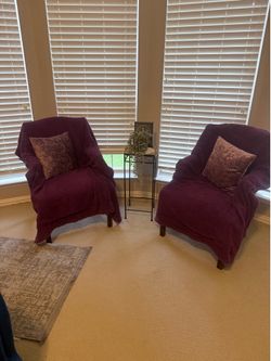 Pair of sturdy wingback chairs