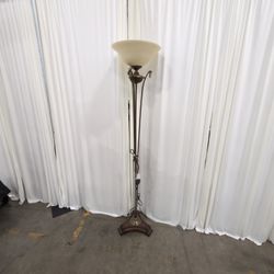 Bronze Torchiere Floor Lamp with Frosted Glass Shade