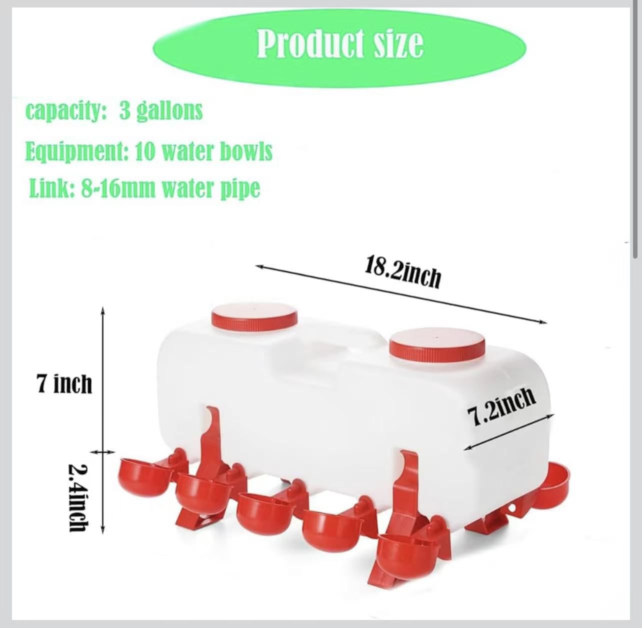 🥨Automatic Chicken Waterer 3 Gallon | Float-Control Poultry Waterer, Hanging/Standing Design, Connect to 1/2'' Hose, Effortless Hydration Solution 