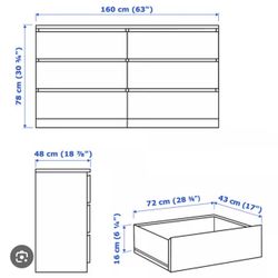 White Dresser -6 Drawers 