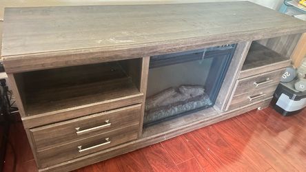 TV Stand with Working Electric Fireplace — $70