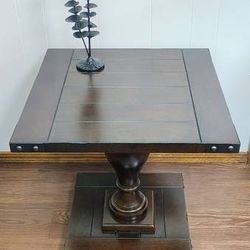 Rustic Slat Column Pedestal Metal Detailed Rustic Pretty 2015 End Table