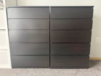 IKEA MALM 6-Drawer Dresser Pair Black-Brown