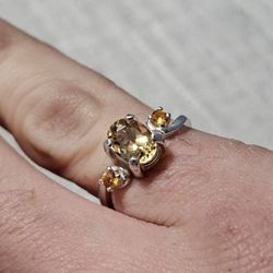 Golden Heliodor Beryl & Padparascha Sapphire Ring 