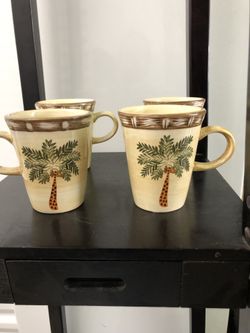Set of 4 palm tree cups