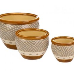EARTH-TONE TRIM PLANTER TRIO