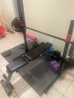 Weights set with bench $60