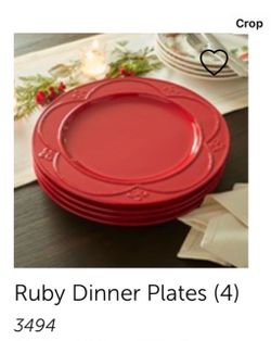 Ruby Red Dinner Plates Set of 4