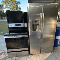 Ge Stainless Stove & Refrigerator Both Works Great -30 DAY WARRANTY (same Day Delivery Available)