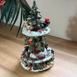 Vintage Animated Musical Lighted Christmas Tree Village Rotating Santa Train Holiday Decor