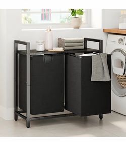 Double Laundry Hamper with Shelf