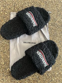 Balenciaga Furry Slide Sandals Brand New