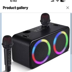 Portable Karaokee Machine 2 Microphones, Outdoor Bluetooth Speaker Karaoke Machine, Karaoke Microphone Machines Kid Adult Wireless PA TF USB Sound Eff