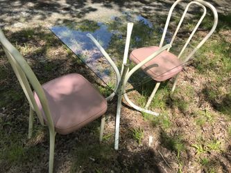 Glass top table and 2 chairs