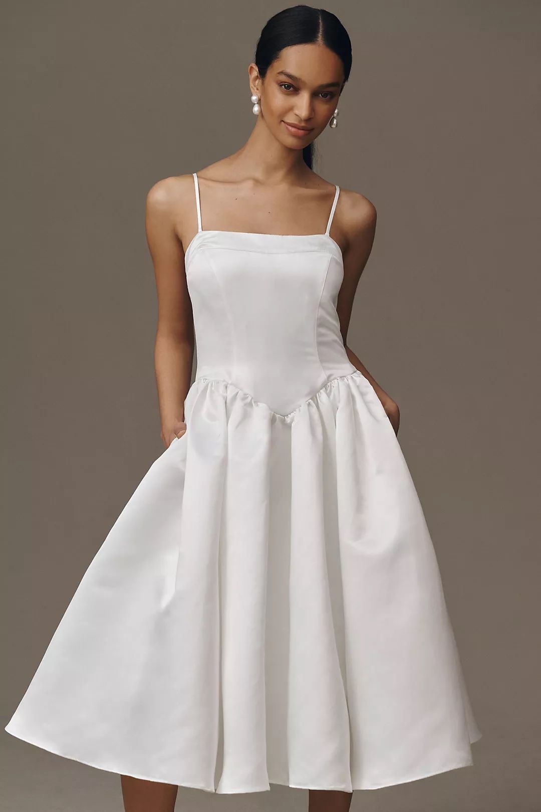 White Basque Waist Dress - -Anthropologie BHLDN $80