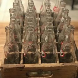 Vintage Grapette & Double Cola bottled with wood crate