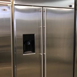 Ge Monogram 48” Wide Stainless Steel Built In Refrigerator Side By Side 