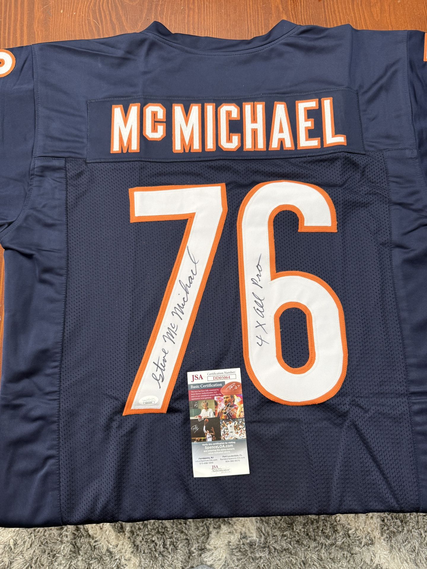 Steve McMichael Signed & Inscribed Chicago Bears Custom Navy Jersey JSA COA