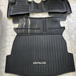 All Wheather Floor Mat (Original), Powerty Cargo Cover and Roof Rack Croos Bars For Toyota RAV4 (2021  - 2025)