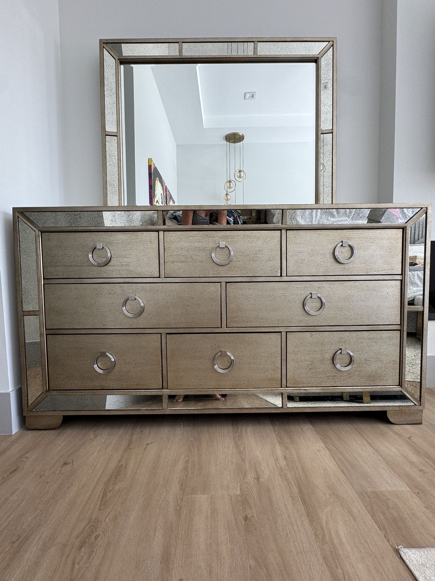 ZGallerie Ava Mirrored 8 Drawer Modern Dresser 