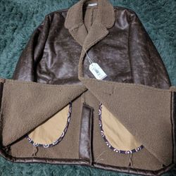 Men's Brown Faux-shearling Coat