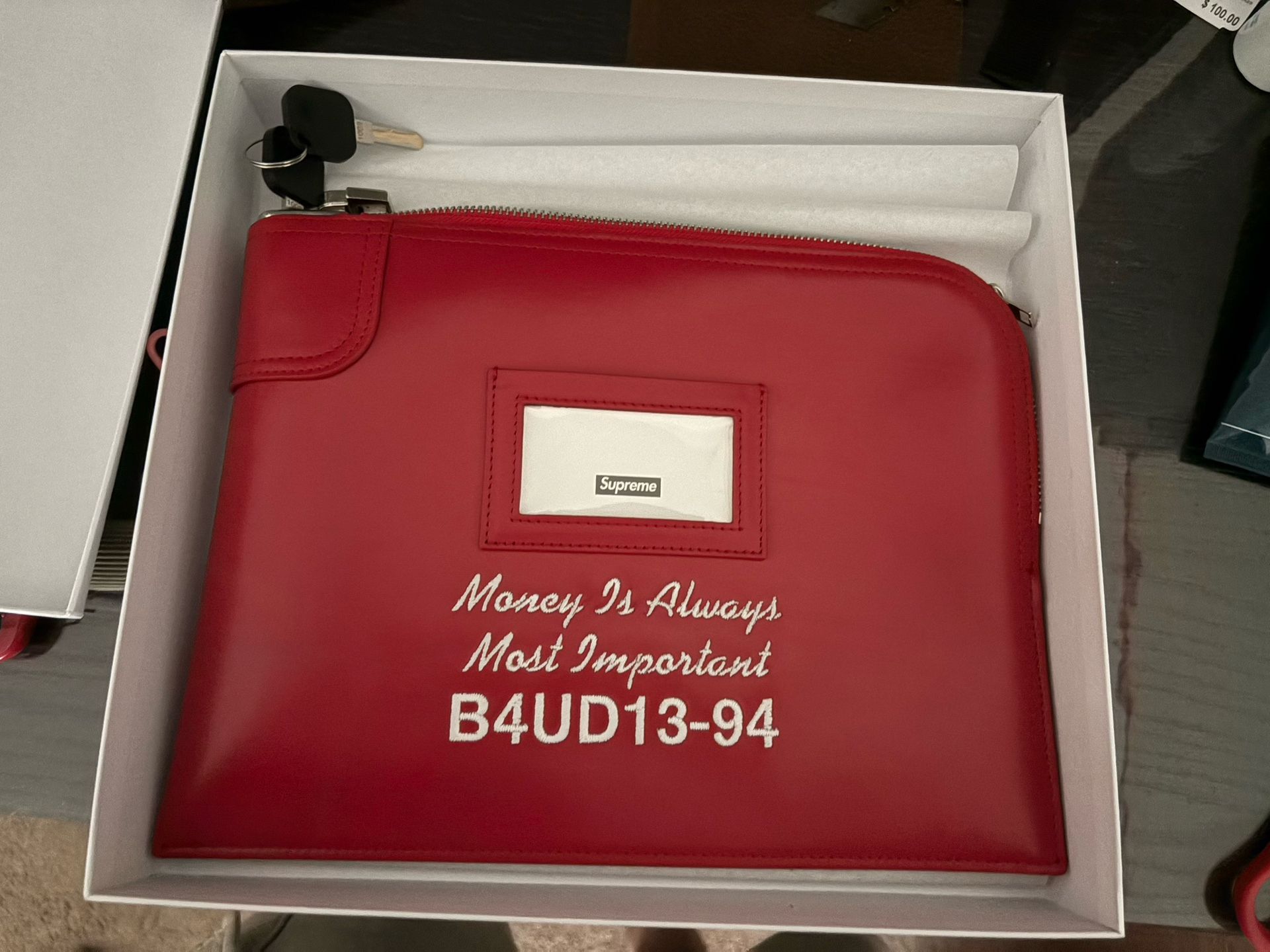 Leather Supreme Money Bag (Red)