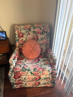 Cottage Core Floral Chair & Ottoman