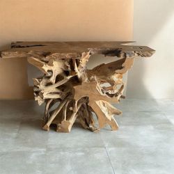 46”-13”-34” unique live edge teakwood entryway console table