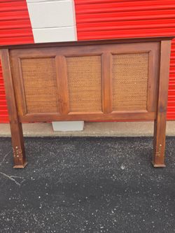 Pier-1 Wood and Cane Panel Bed Headboard